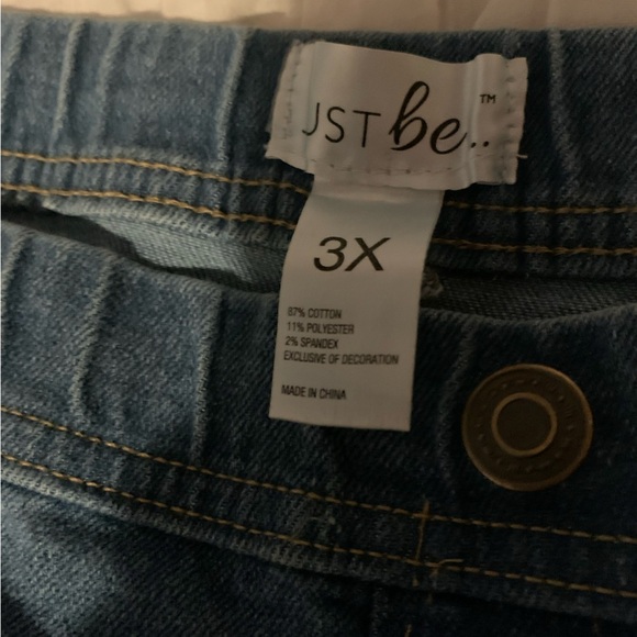 Blue 3X Cropped Flare Wide Leg Jeans with Raw Hem elastic pull on jeans - Picture 8 of 8